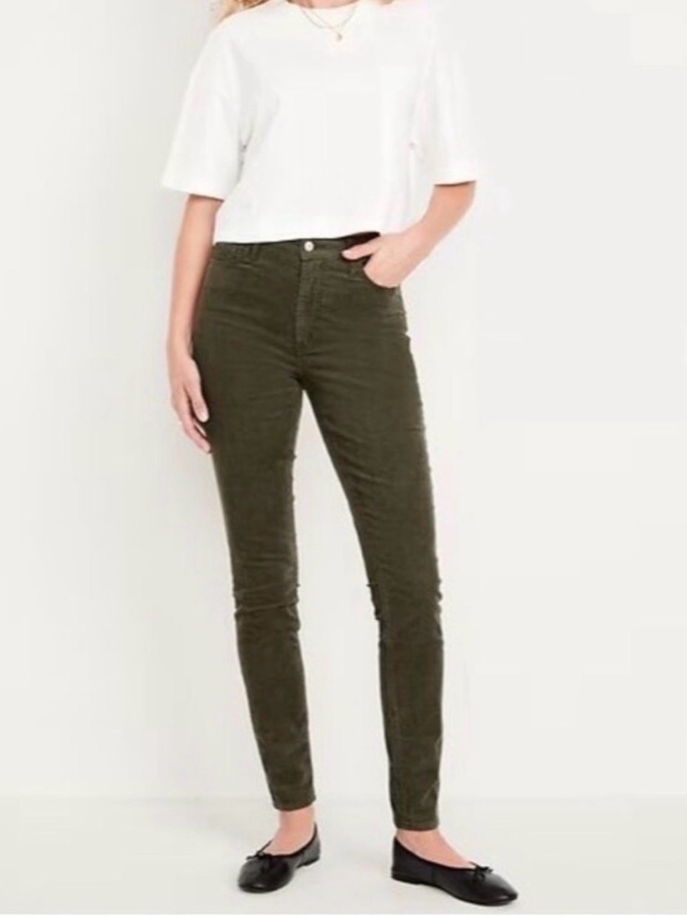Old Navy High-Rise Rockstar Super Skinny Corduroy Pants - Olive - Picture 1 of 4